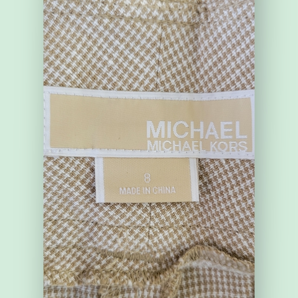 Michael Kors Cotton Linen Houndstooth Tailored Shorts Fully Lined Womens Size 8 - Picture 7 of 10